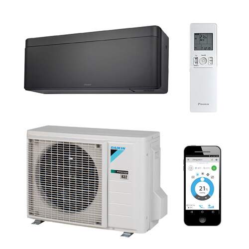 Daikin Stylish binnen + buitenunit 5,0 kW zwart R32 (inclusief IR afstandsbediening en Wifi)